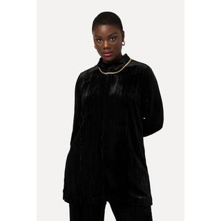 Ulla Popken Camicia in velluto effetto stropicciato collo camicia maniche lunghe  