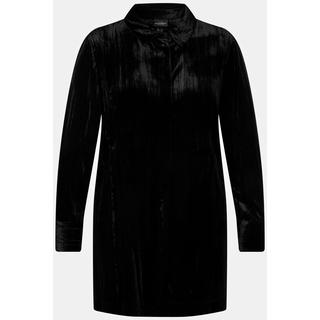 Ulla Popken Camicia in velluto effetto stropicciato collo camicia maniche lunghe  