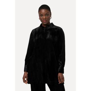 Ulla Popken Camicia in velluto effetto stropicciato collo camicia maniche lunghe  