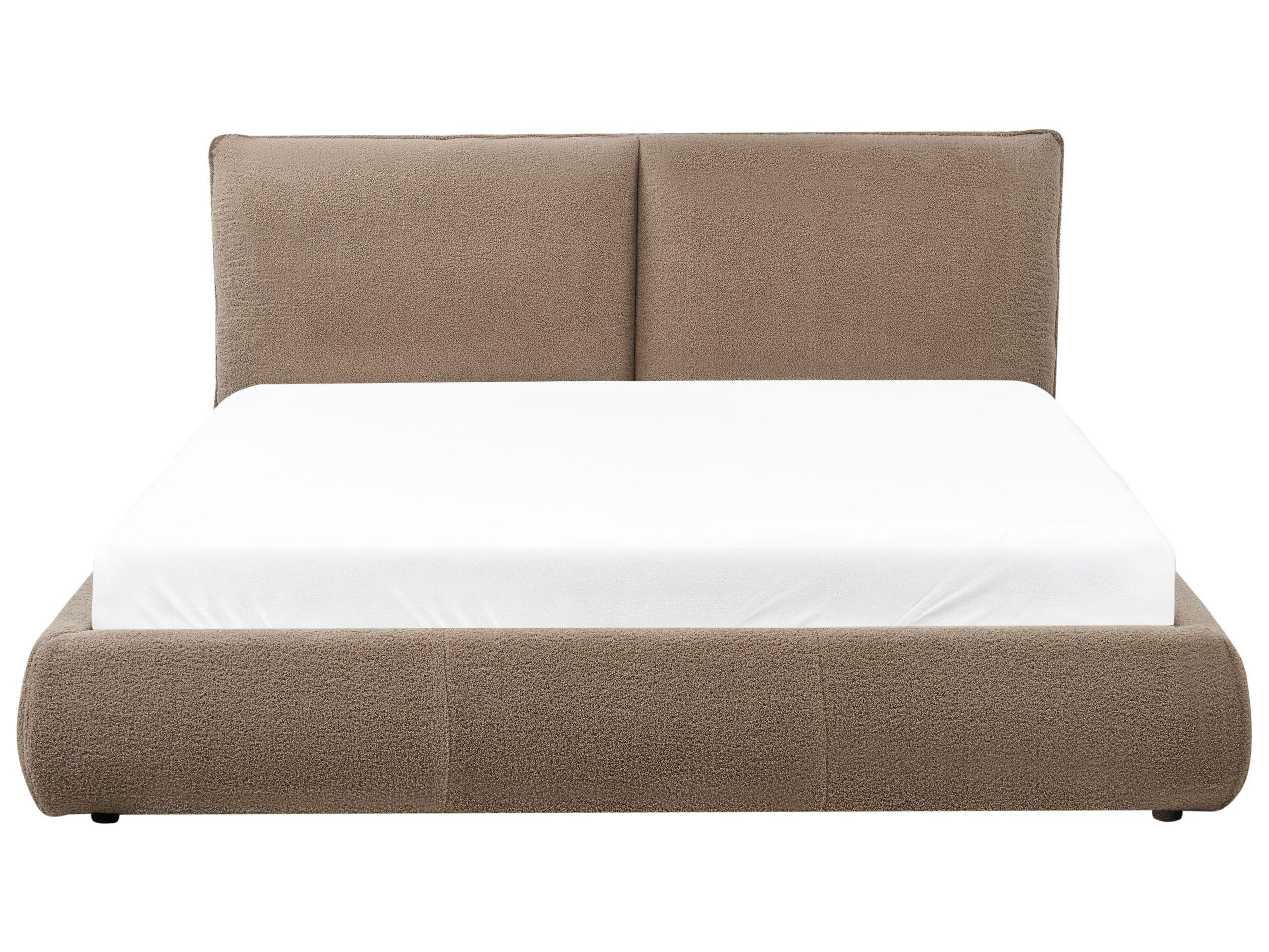 Beliani Lit avec sommier en Bouclé Moderne VINAY  