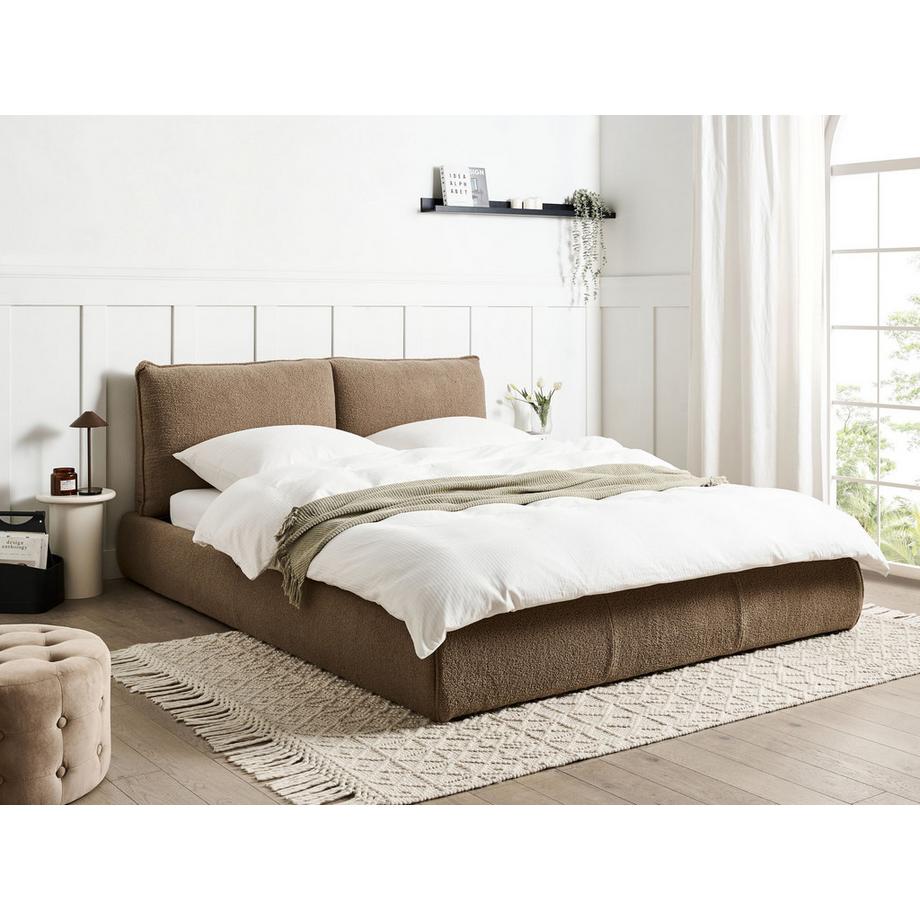 Beliani Lit avec sommier en Bouclé  VINAY  