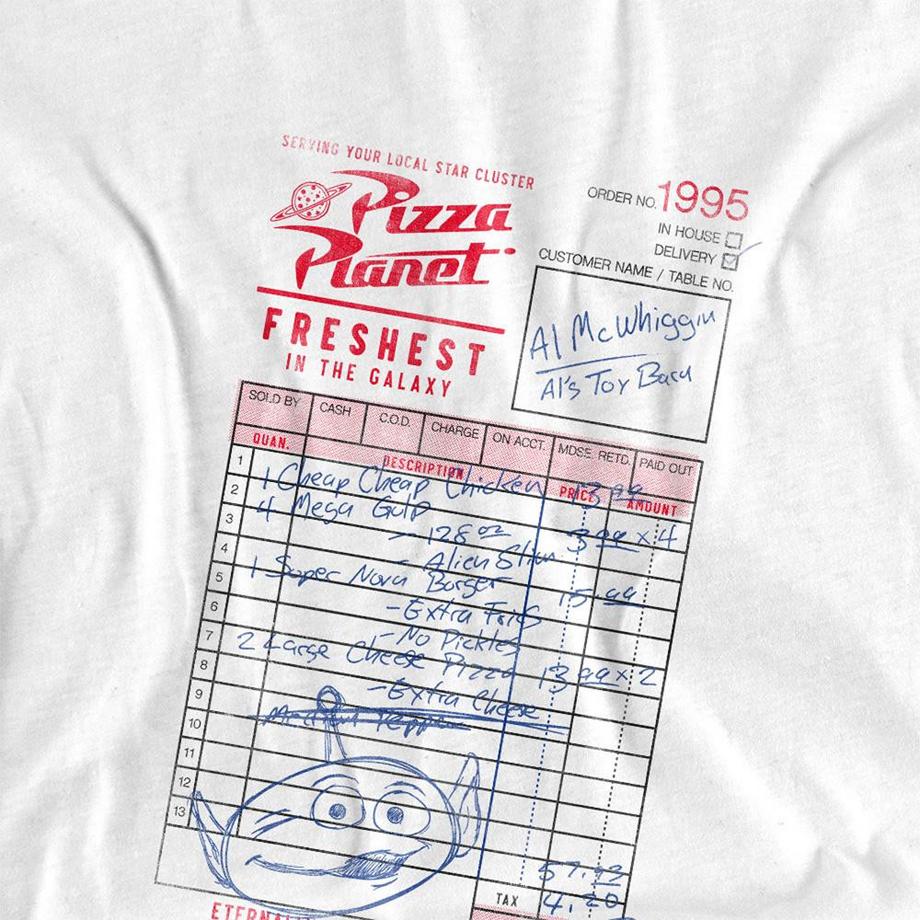 Toy Story T-Shirt Pizza Planet Menu  