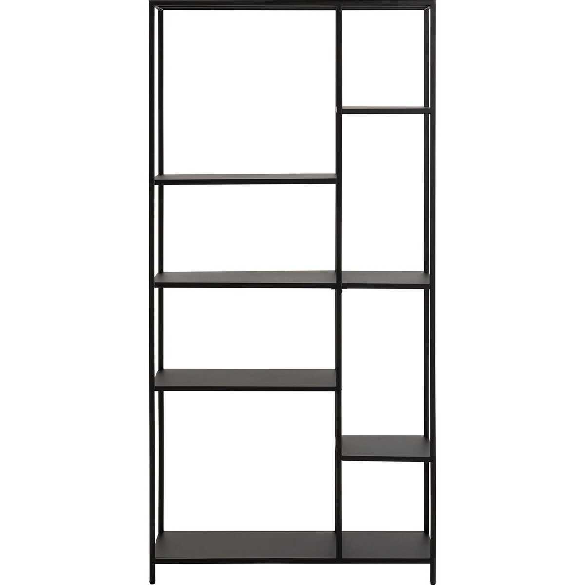 mutoni Libreria in metallo grezzo nero opaco 6 ripiani 79,5x165  