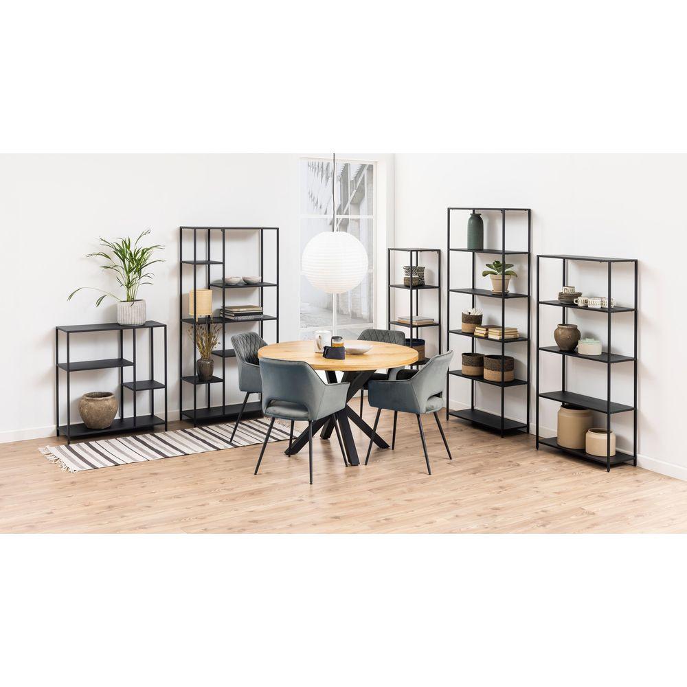 mutoni Libreria in metallo grezzo nero opaco 6 ripiani 79,5x165  