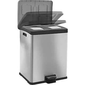 Collecteur de déchets à pédale, capacité 2 x 30 l, l x h x p 459 x 636 x 495 mm, inox mat.