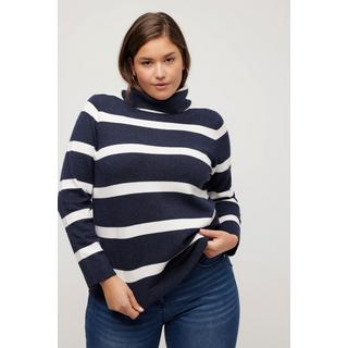 Ulla Popken  Rollkragen-Pullover, Ringel, kurz, Langarm 