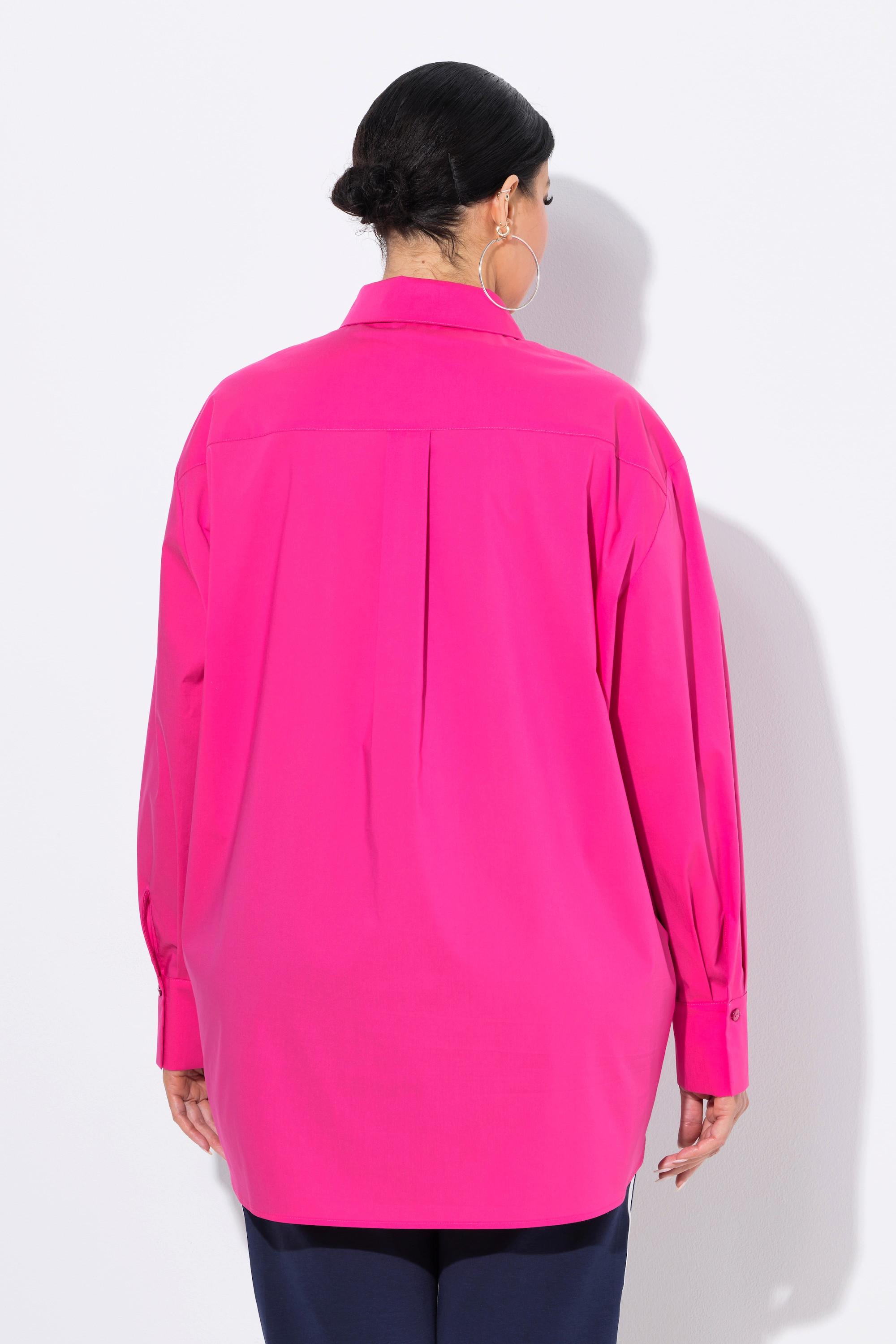 Ulla Popken Camicia Oversize Maniche Lunghe Bottoni Madreperla  