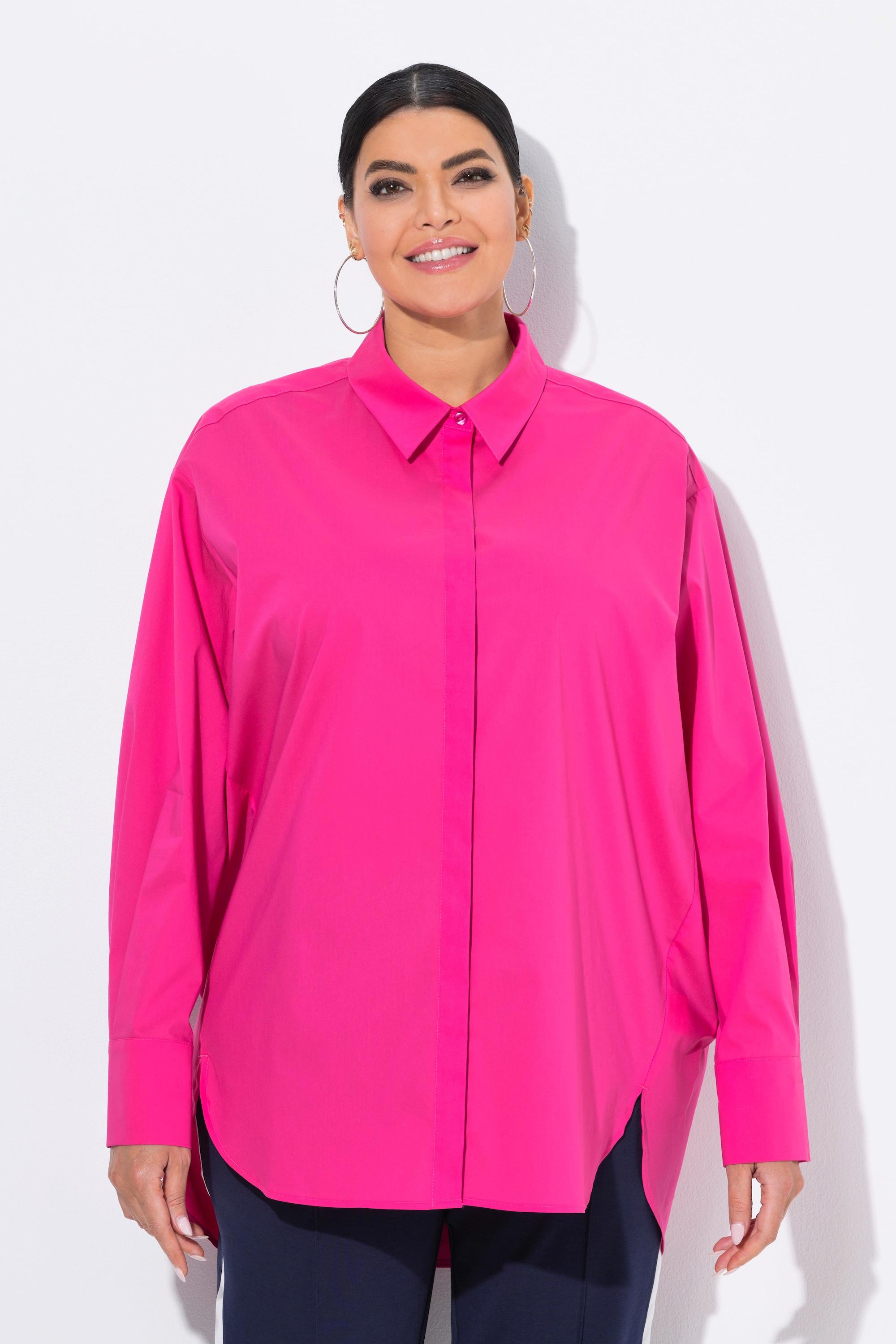Ulla Popken Camicia Oversize Maniche Lunghe Bottoni Madreperla  