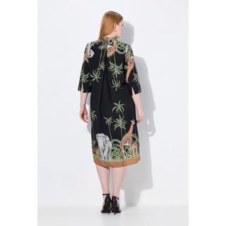 Ulla Popken Abito midi Lyocell Stampa Animalier Collo Camicia Maniche 3/4  