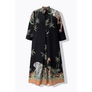 Ulla Popken Abito midi Lyocell Stampa Animalier Collo Camicia Maniche 3/4  