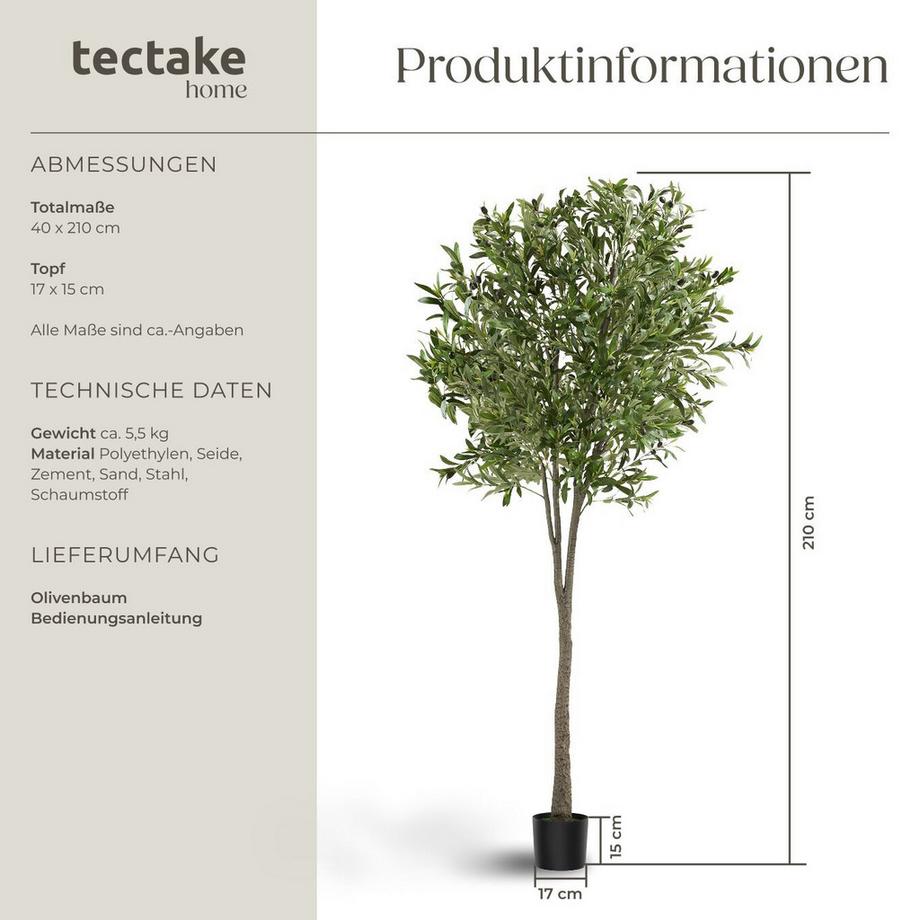 Tectake Olivier artificiel OLEAND design très réaliste  