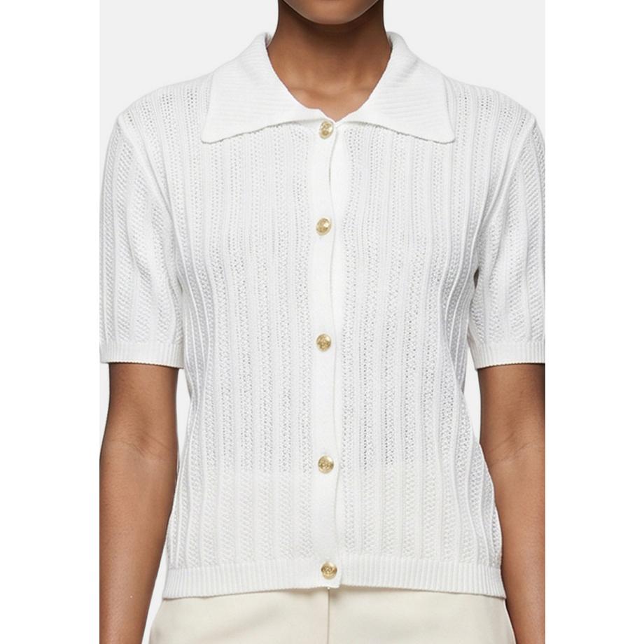Roberta Rossi Cardigan tricoté à manches courtes avec col  