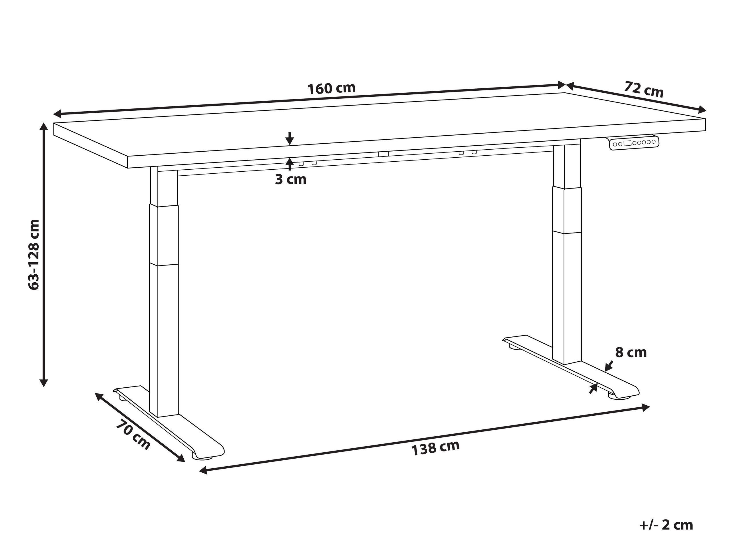 Beliani Verstellbarer Schreibtisch aus Faserplatte Modern DESTINES  