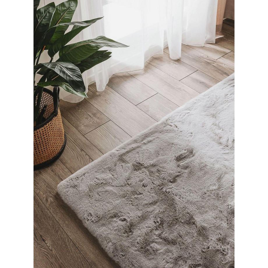 Benuta Tapis Fausse fourrure Dave Gris  
