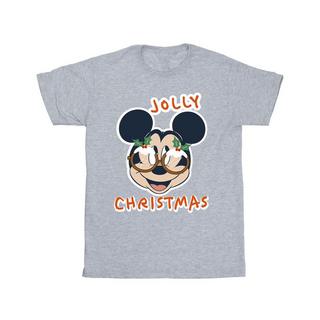 Disney  Mickey Mouse Jolly Christmas Glasses TShirt 