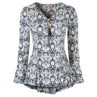 Joe Browns Top Cerniera Sovrapposizione Pizzo Maniche a Tromba  