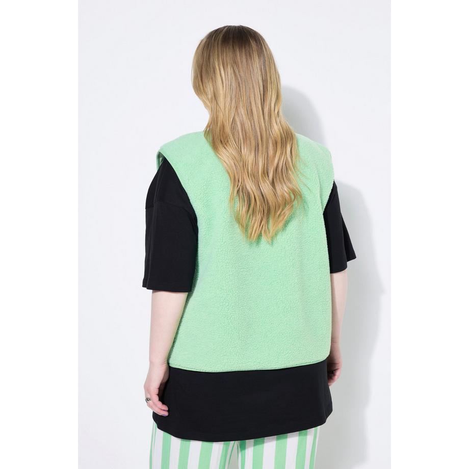 Studio Untold Veste Courte Sans Manches Polaire Bouclée Boutons-Pression  