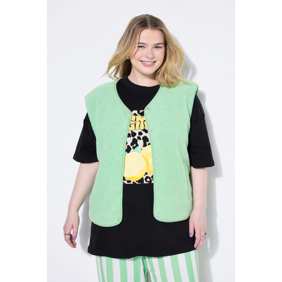 Studio Untold Veste Courte Sans Manches Polaire Bouclée Boutons-Pression  