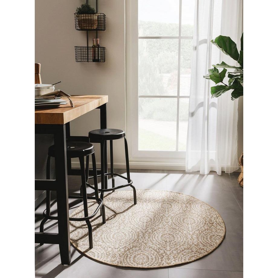 Benuta Tapis d'extérieur & intérieur rond Cleo Crème/Beige  