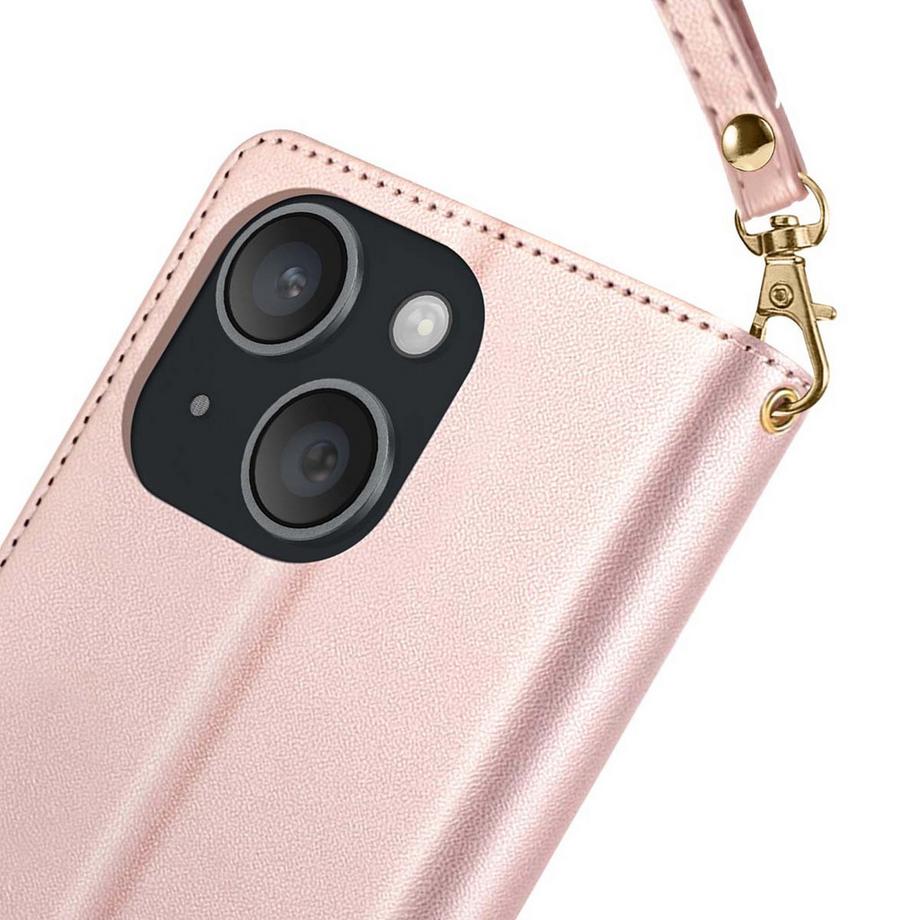 Avizar  Custodia a Portafoglio per iPhone 15 Testurizzata con Supporto Video e Porta Carte 