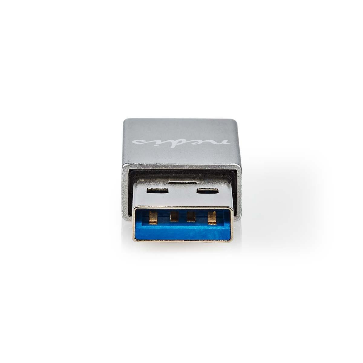 Nedis  USB-A Adapter | USB 3.2 Gen 1 | USB-A Stecker | USB-C™ Buchse | 5 Gbps | Rund | Vernickelt | Silber | Schloss 