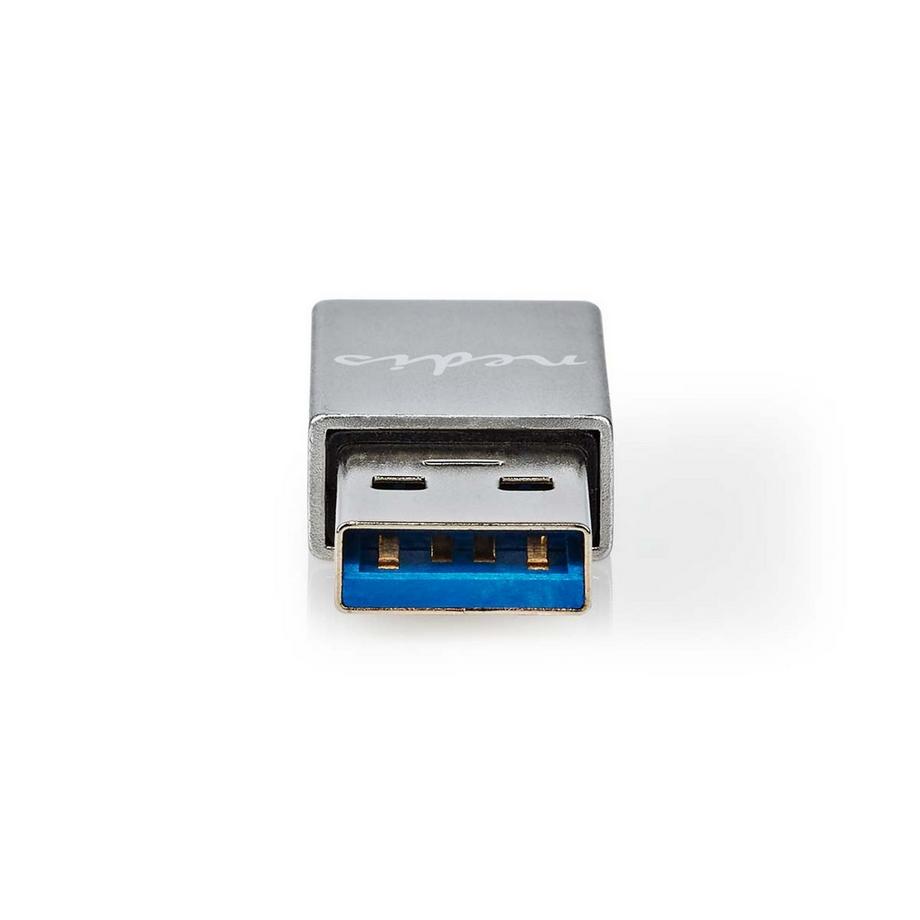 Nedis  USB-A Adapter | USB 3.2 Gen 1 | USB-A Stecker | USB-C™ Buchse | 5 Gbps | Rund | Vernickelt | Silber | Schloss 