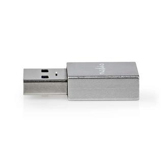 Nedis  USB-A Adapter | USB 3.2 Gen 1 | USB-A Stecker | USB-C™ Buchse | 5 Gbps | Rund | Vernickelt | Silber | Schloss 