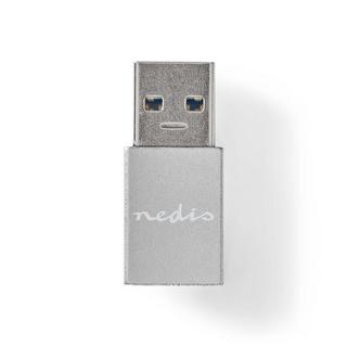 Nedis  Adattatore USB-A | USB 3.2 Gen 1 | USB-A maschio | USB-C™ femmina | 5 Gbps | Rotondo | Nichelato | Argento | Blocco 