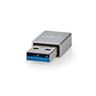 Nedis  USB-A Adapter | USB 3.2 Gen 1 | USB-A Stecker | USB-C™ Buchse | 5 Gbps | Rund | Vernickelt | Silber | Schloss 
