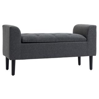 Northio Panca Con Vano Portaoggetti, Panca Imbottita, Sgabello, Cassapanca, Portata Fino A 130 Kg, Tocco Di Lino, Legno Di Caucciù, Grigio Scuro, 116 X 44 X 58 Cm  