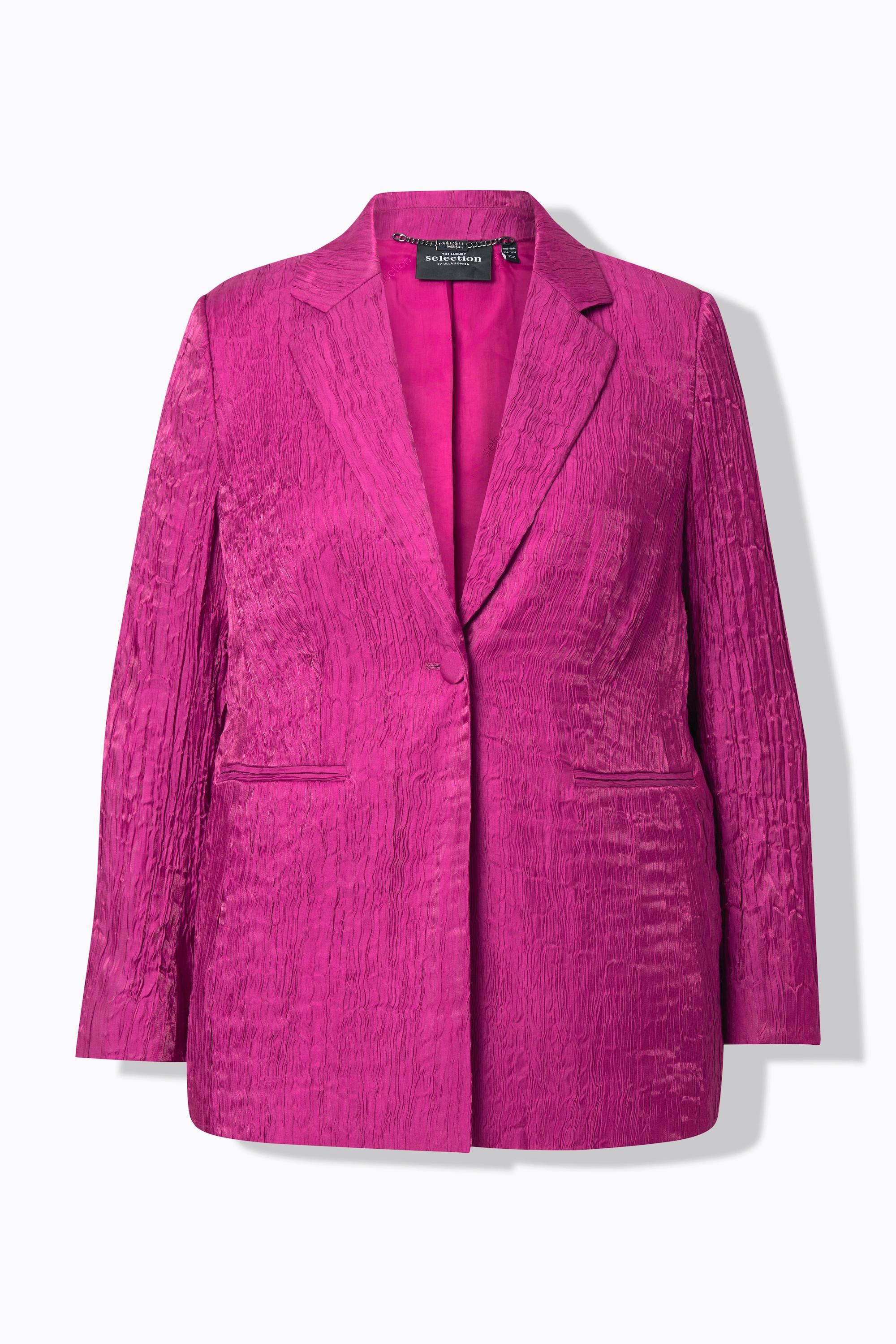 Ulla Popken  Blazer con effetto stropicciato, revers e maniche lunghe 