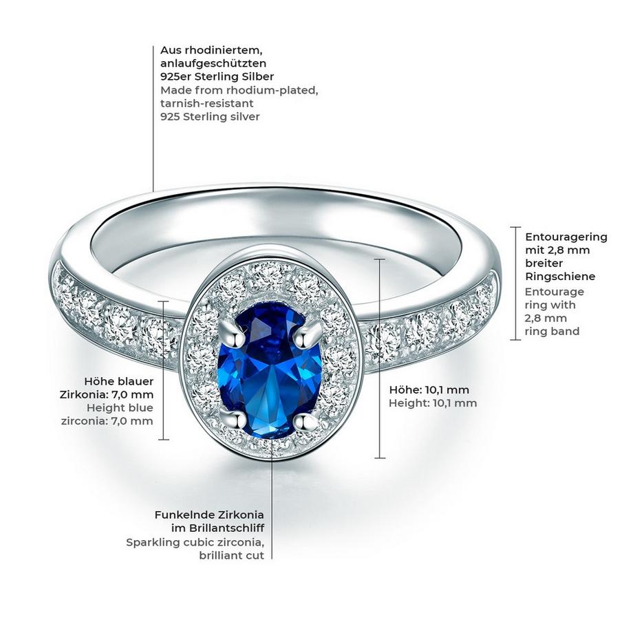 Rafaela Donata  Ring Sterling Silber Zirkonia blau weiß 