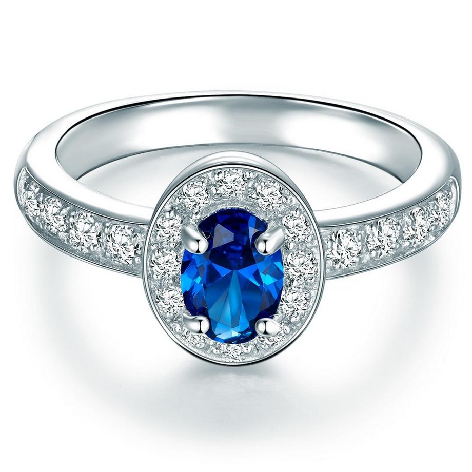 Ring Sterling Silber Zirkonia blau weiß
