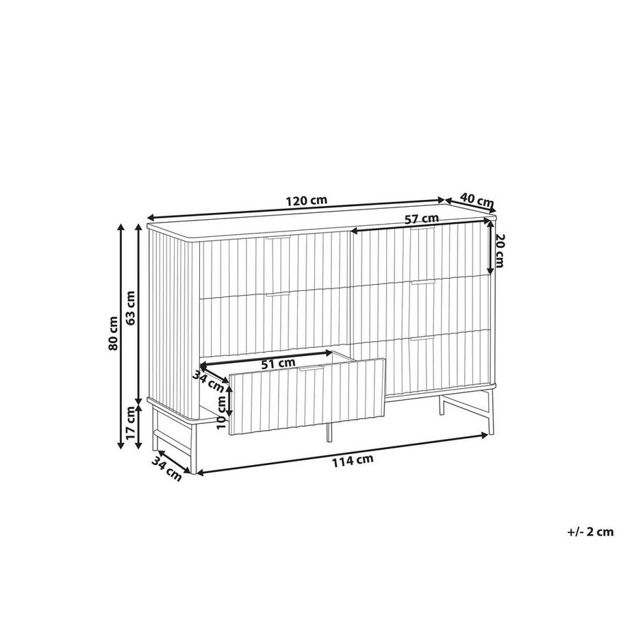 Beliani Kommode mit 6 Schubladen aus MDF-Platte Modern GLASTONBURY  