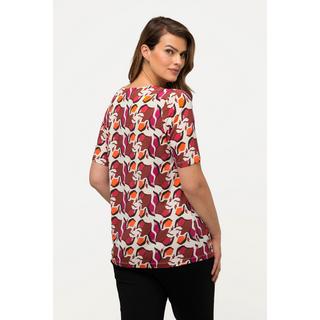 Ulla Popken  Slinkyshirt, Retro-Design, Classic, Herzausschnitt, Halbarm 