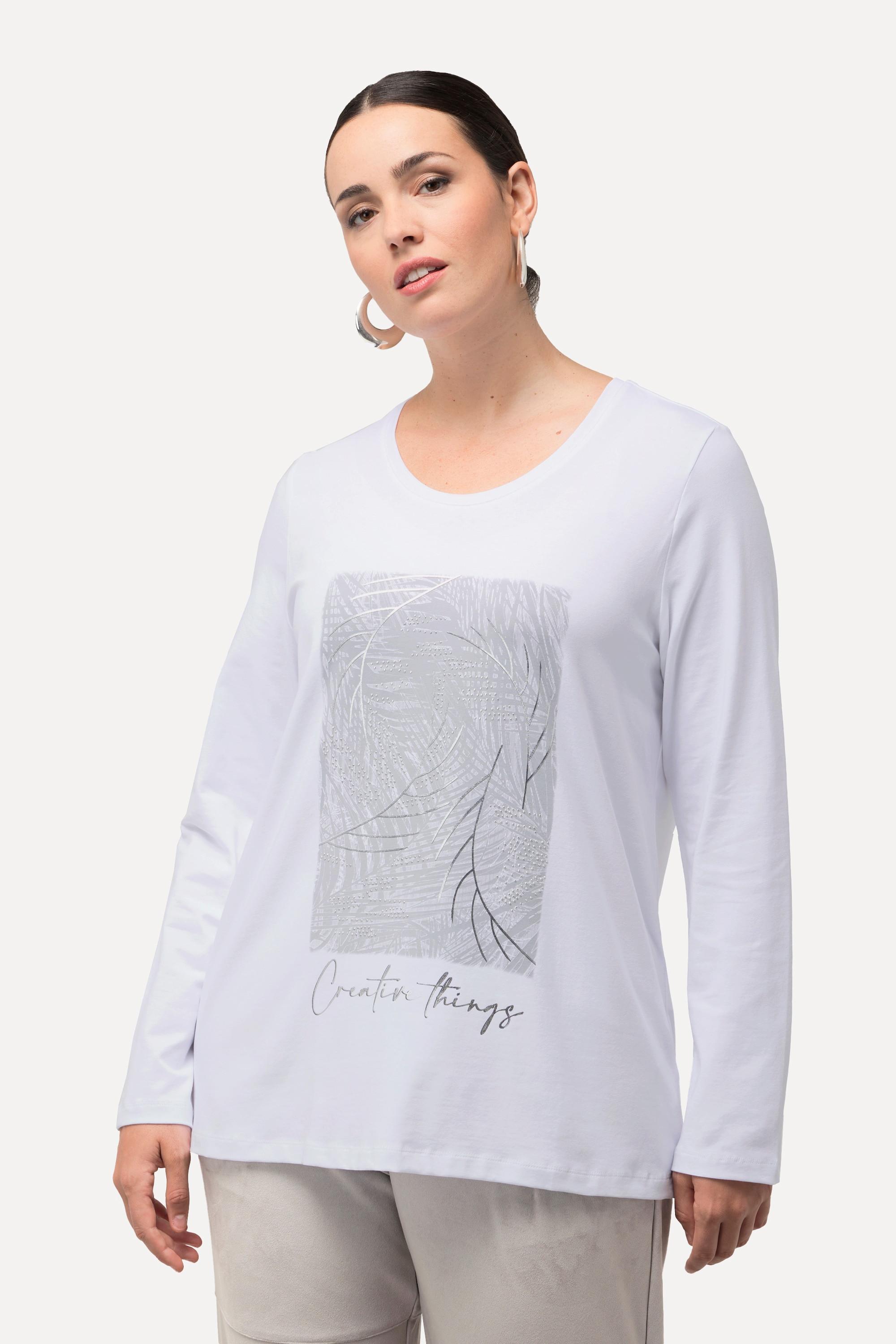 Ulla Popken  T-shirt avec imprimé métallique, manches longues et col rond 