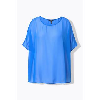 Ulla Popken  Blusa di chiffon dal taglio oversize con scollo rotondo e mezze maniche 