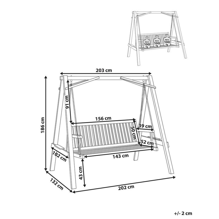 Beliani Hollywoodschaukel aus Lärchenholz Rustikal FICARELLA  