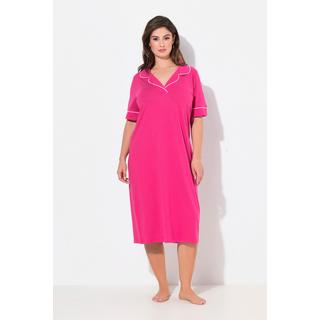 Ulla Popken  Chemise de nuit, col à revers et manches courtes, passepoils fantaisie 