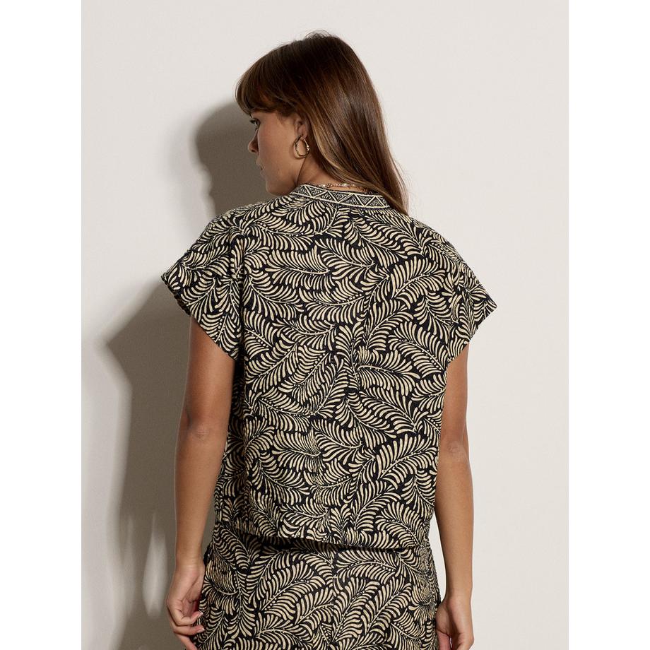 APRICOT Chemise en coton à imprimé de feuilles  