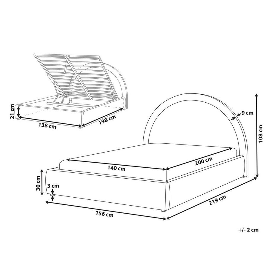 Beliani Lit ottoman en Tissu Moderne MOUZON  