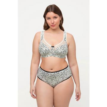 Reggiseno sostenitivo senza ferretto con fantasia animalier, mesh e coppa C-H