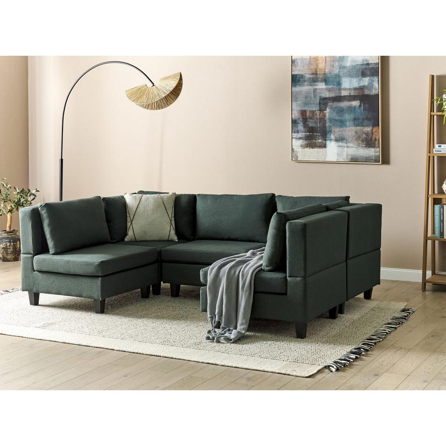 Beliani U-förmiges Sofa aus Stoff  UNSTAD  