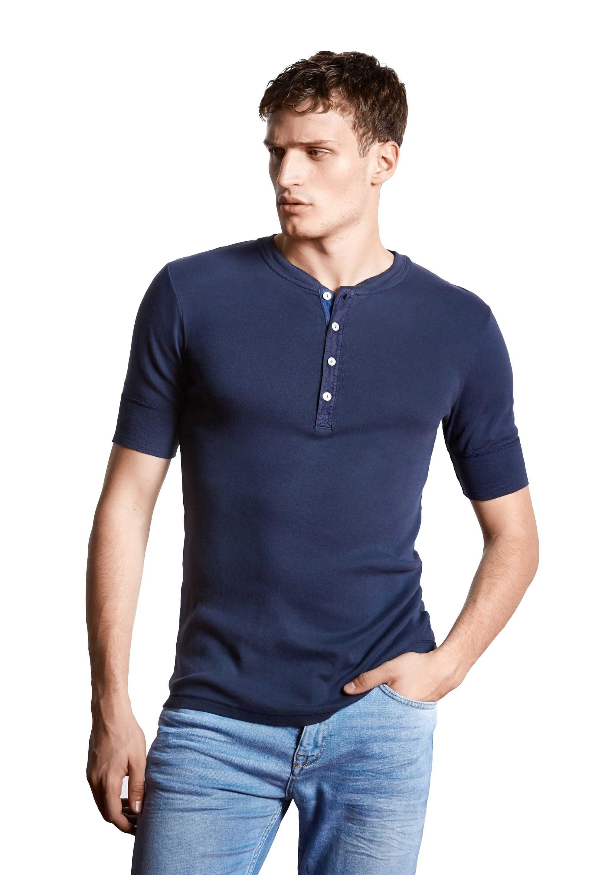 Schiesser Revival T-shirt Henley Retro Vestibilità Comoda  