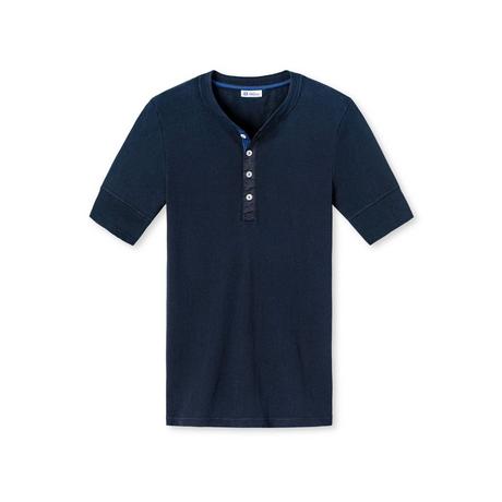 Schiesser Revival T-shirt Henley Retro Vestibilità Comoda  