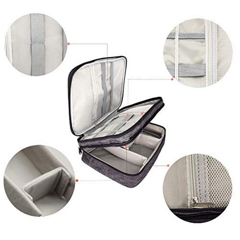 Only-bags.store  Kabel-Organizer-Tasche, wasserdichte Kabeltasche, Tasche mit fester Platte, elektronische Tasche, doppelschichtig 