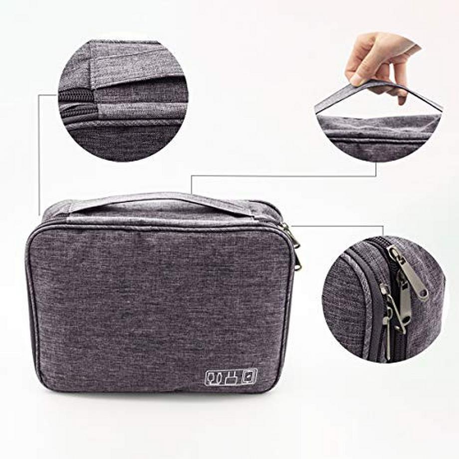Only-bags.store  Kabel-Organizer-Tasche, wasserdichte Kabeltasche, Tasche mit fester Platte, elektronische Tasche, doppelschichtig 