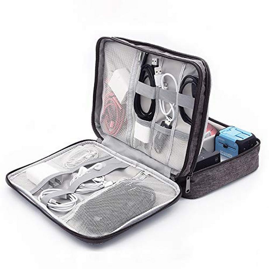 Only-bags.store  Kabel-Organizer-Tasche, wasserdichte Kabeltasche, Tasche mit fester Platte, elektronische Tasche, doppelschichtig 
