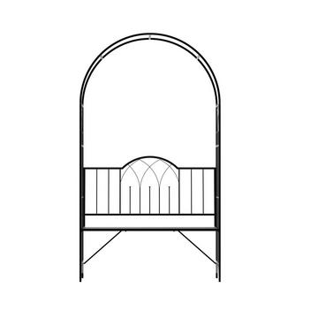 Arche de jardin avec banc, métal, noir