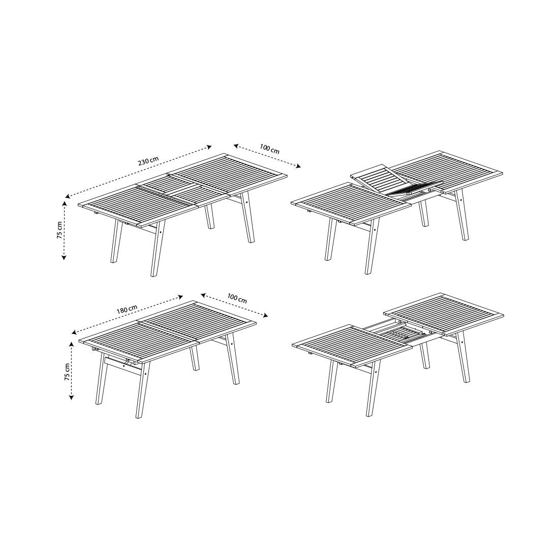 Contini Table de jardin extensible Eucalyptus  